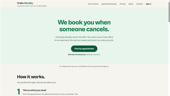 The Oʻahu Standby website